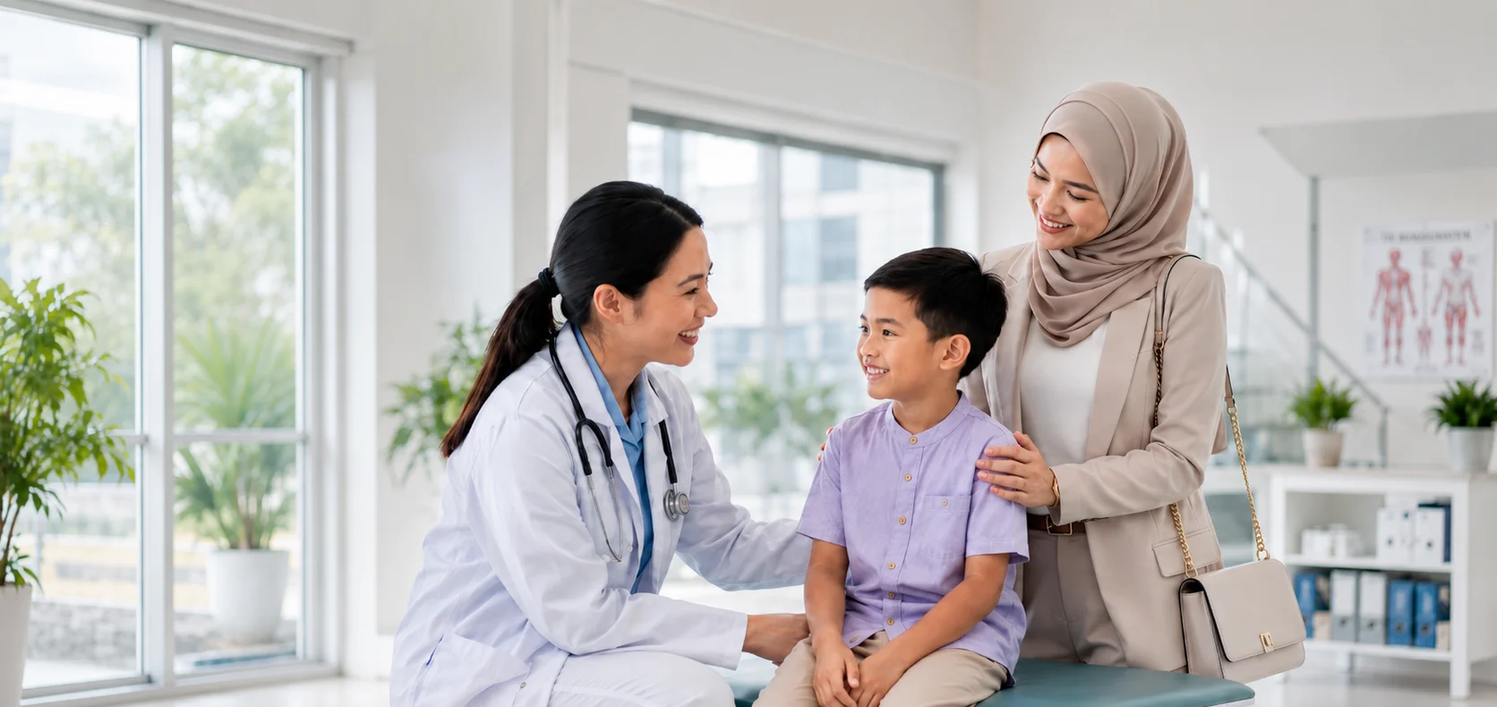 Doctor speaking with a mother and child