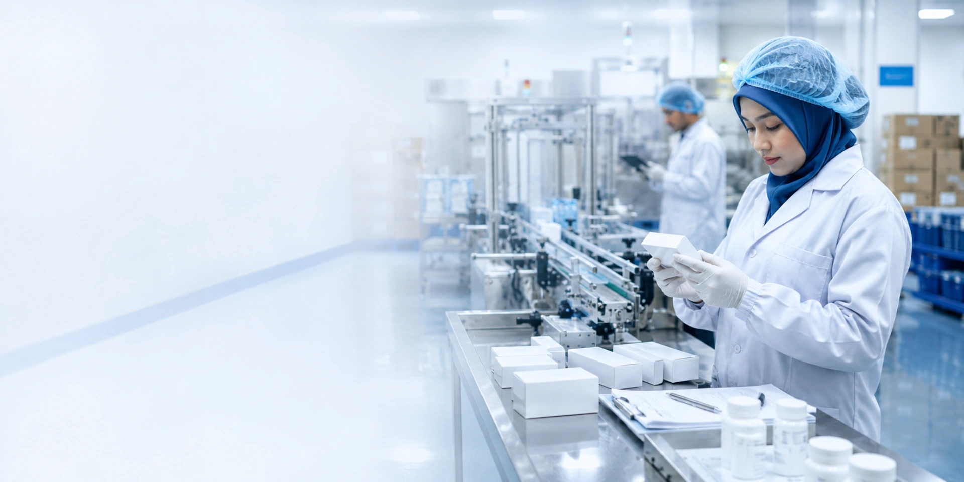 Pharmaceutical quality team inspecting controlled laboratory processes